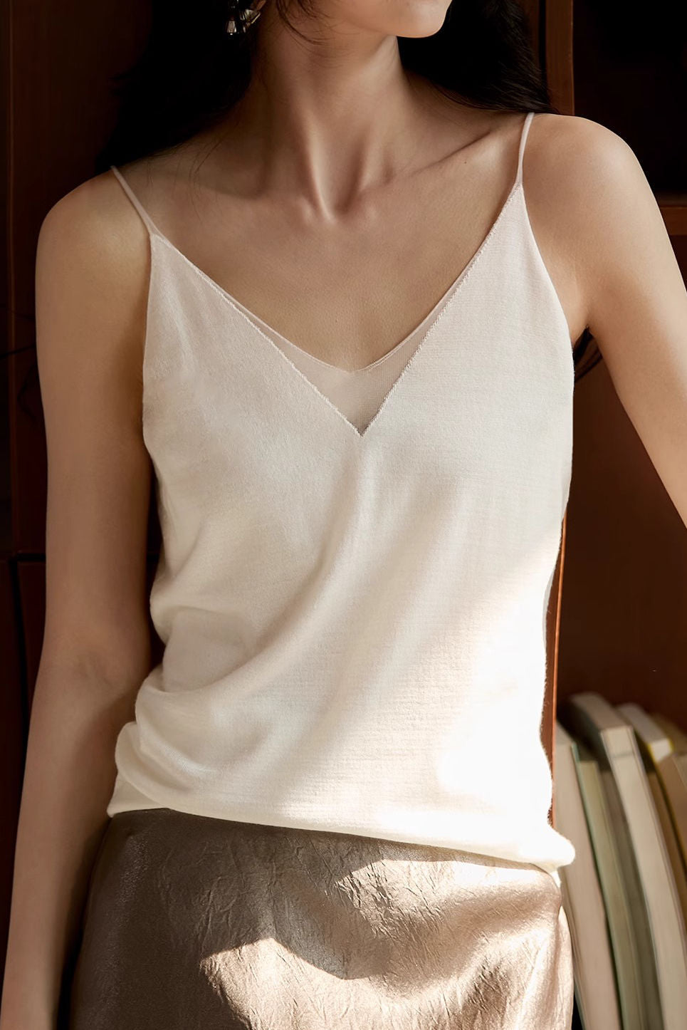 V-neck mesh cami top - liwisi