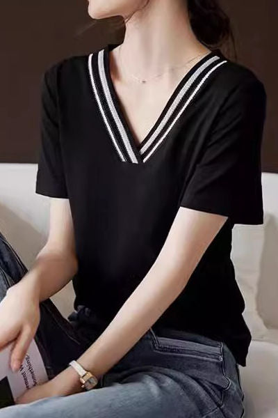 Elegant versatile woven strap T-shirt - liwisi