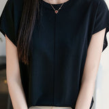 Minimalist versatile round neck top - liwisi
