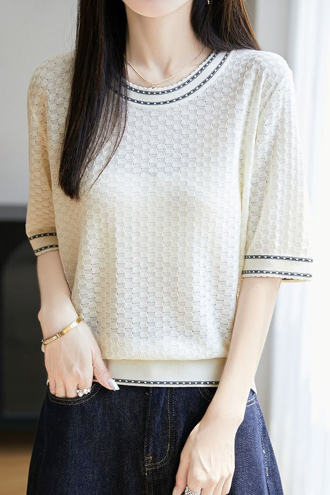 Casual versatile knit T-shirt - liwisi