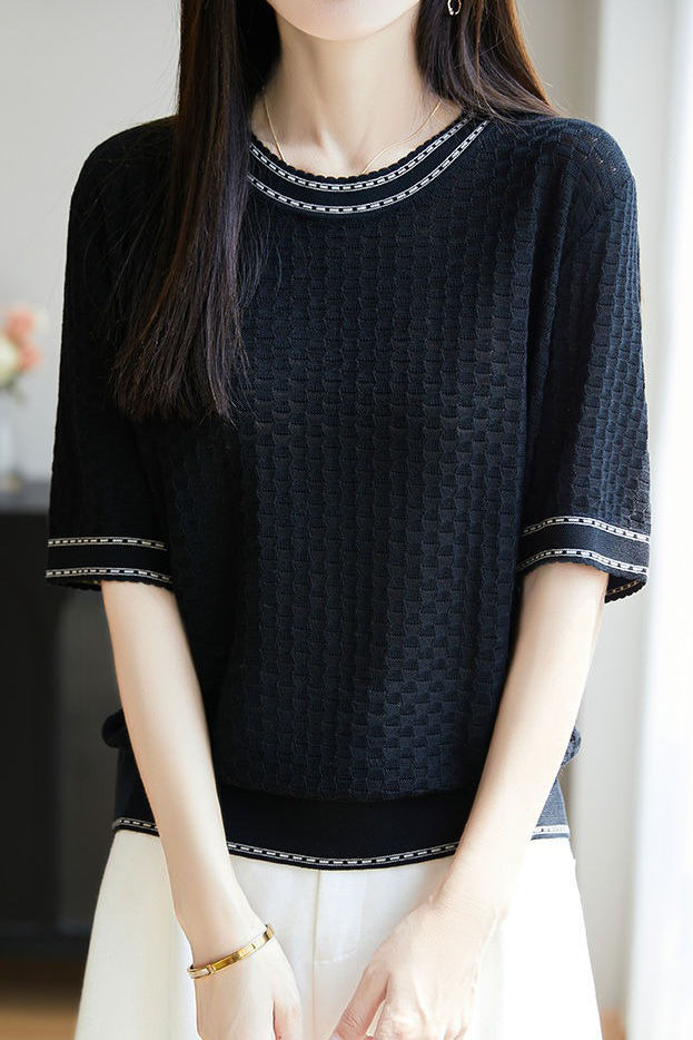 Casual versatile knit T-shirt - liwisi