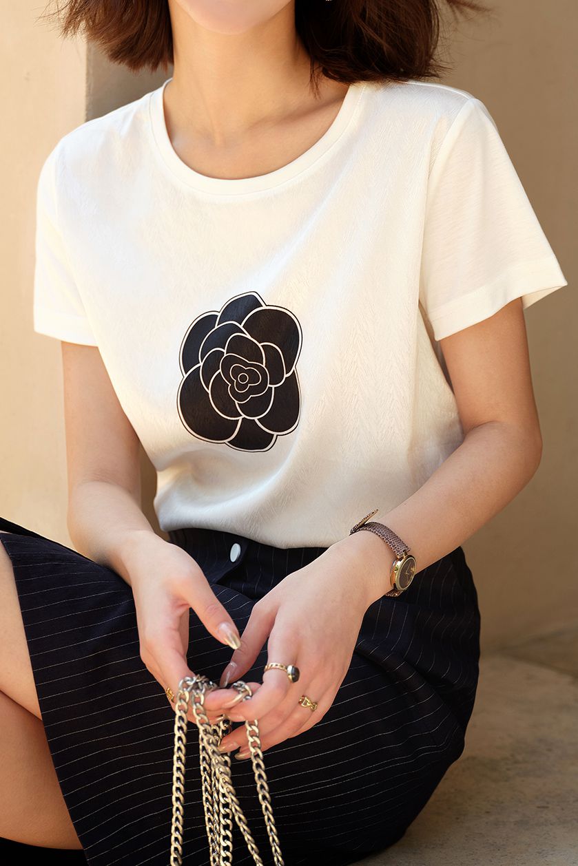 Printed versatile short sleeve T-shirt - liwisi