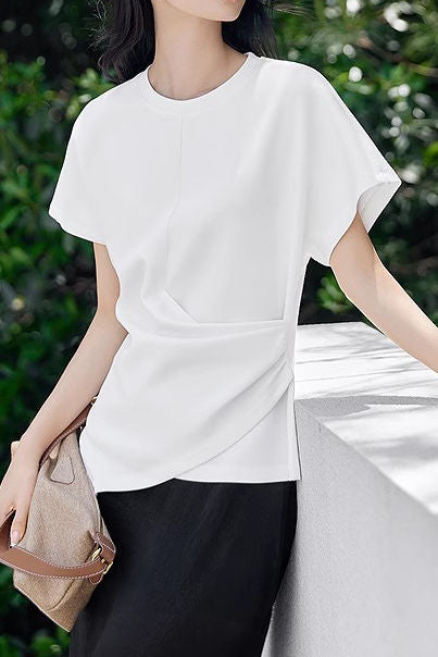 Minimalist versatile asymmetrical T-shirt - liwisi