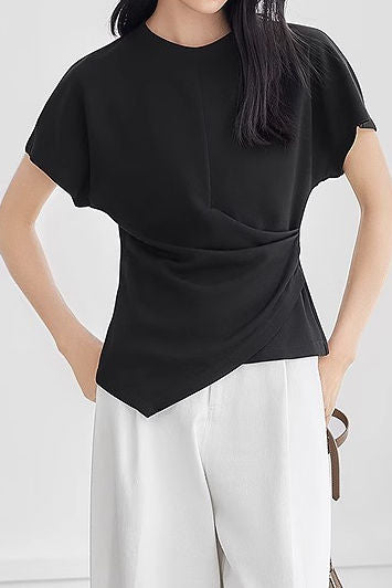 Minimalist versatile asymmetrical T-shirt - liwisi