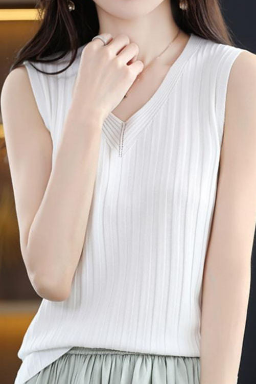 Versatile V-neck knit camisole - liwisi