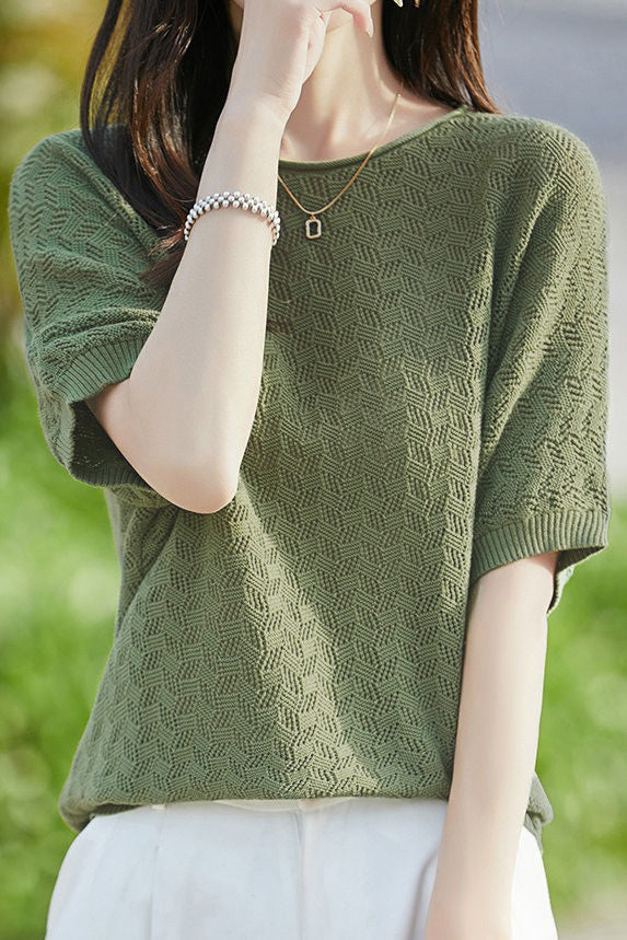 Loose-fitting versatile pure cotton short sleeve T-shirt - liwisi
