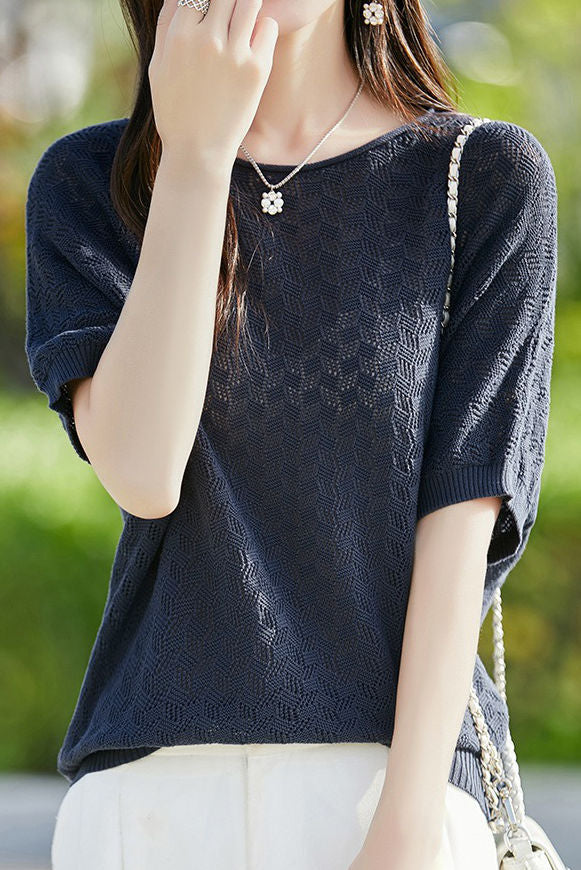 Loose-fitting versatile pure cotton short sleeve T-shirt - liwisi