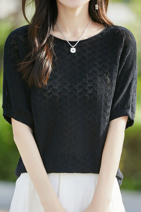 Loose-fitting versatile pure cotton short sleeve T-shirt - liwisi