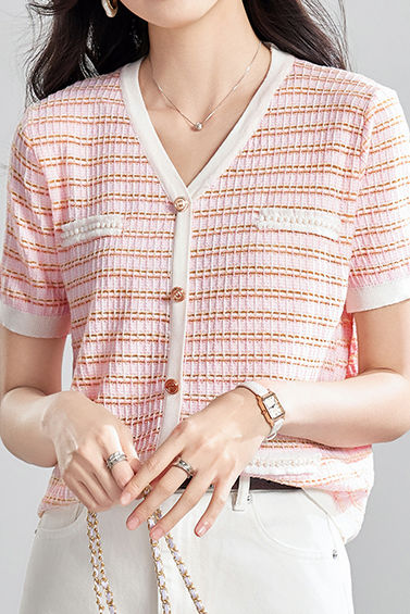 Elegant and Stylish Color-Block Striped Knit Top - liwisi