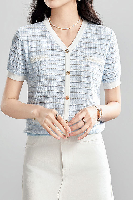 Elegant and Stylish Color-Block Striped Knit Top - liwisi