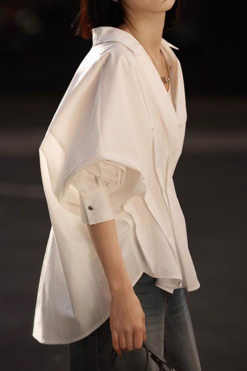 Silk-Cotton Cinched-Waist Casual Shirt - liwisi