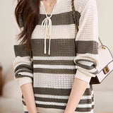 Striped Hollow-Out Knit Sweater - liwisi