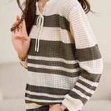 Striped Hollow-Out Knit Sweater - liwisi