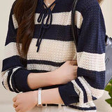 Striped Hollow-Out Knit Sweater - liwisi
