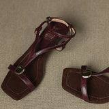 Elegant Square-Toe Open-Toe Stiletto Sandals with One-Strap Design - liwisi