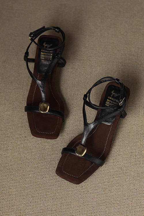 Elegant Square-Toe Open-Toe Stiletto Sandals with One-Strap Design - liwisi