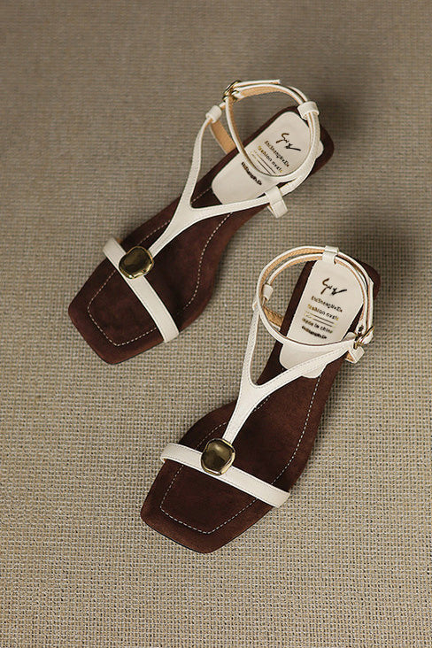 Elegant Square-Toe Open-Toe Stiletto Sandals with One-Strap Design - liwisi