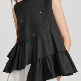 Trendy Irregular Shirt with Beaded Embellishments - liwisi