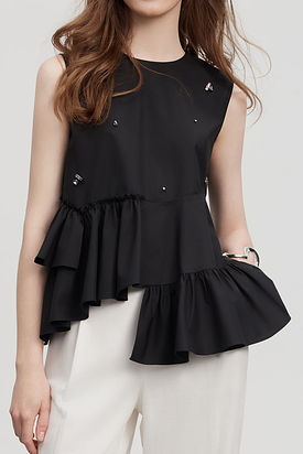 Trendy Irregular Shirt with Beaded Embellishments - liwisi