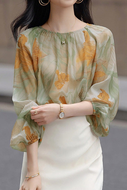 Fashionable elegant printed shirt - liwisi