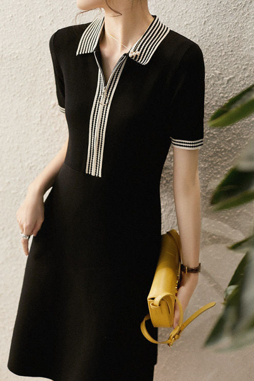 Casual stylish waist-cinched A-line dress - liwisi
