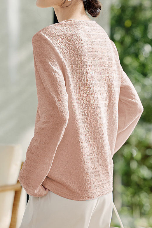 Casual fake two-piece spliced crinkled texture T-shirt - liwisi