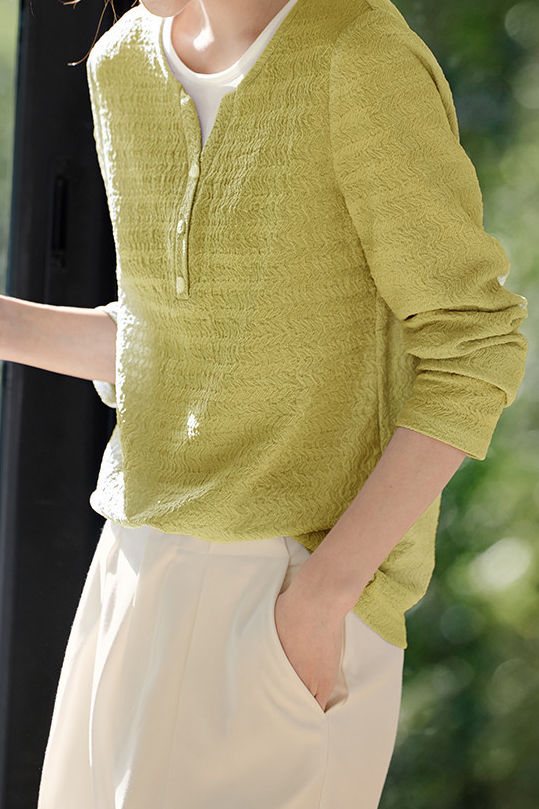 Casual fake two-piece spliced crinkled texture T-shirt - liwisi
