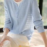 Casual fake two-piece spliced crinkled texture T-shirt - liwisi