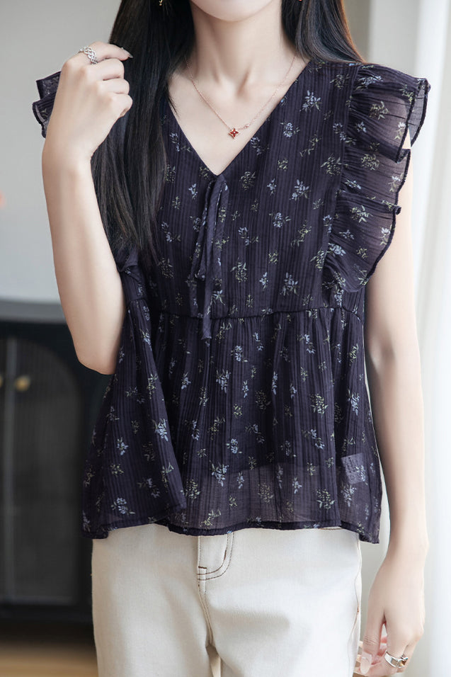 Elegant Ruffled Floral Shirt - liwisi