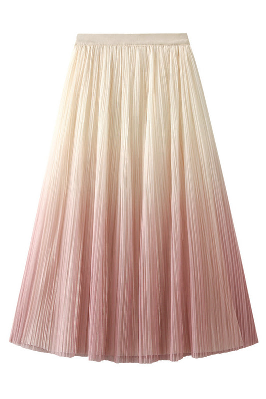 Elegant Gradient Pleated Midi Skirt - liwisi