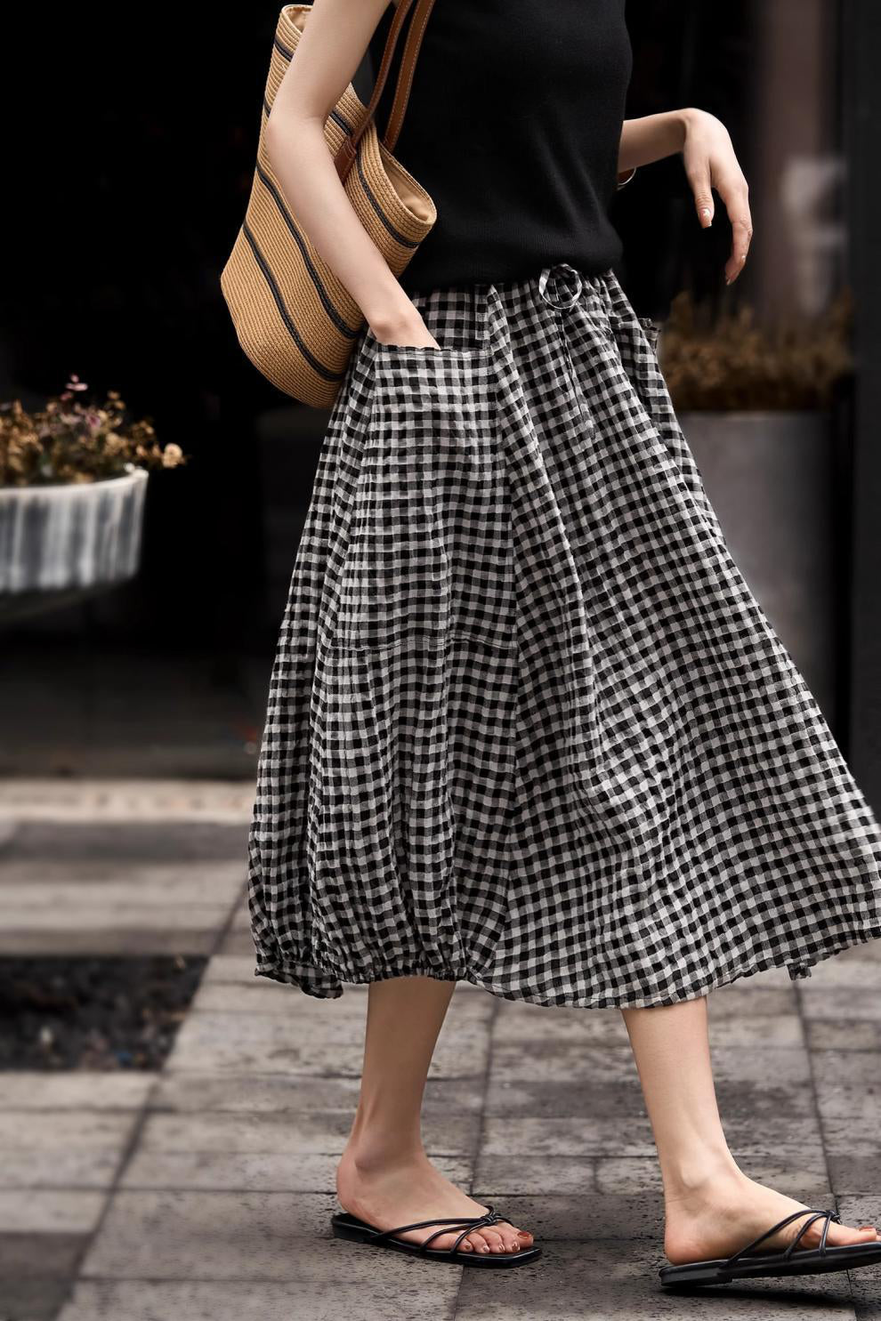 Casual Loose Elastic Waist Lantern Skirt - liwisi