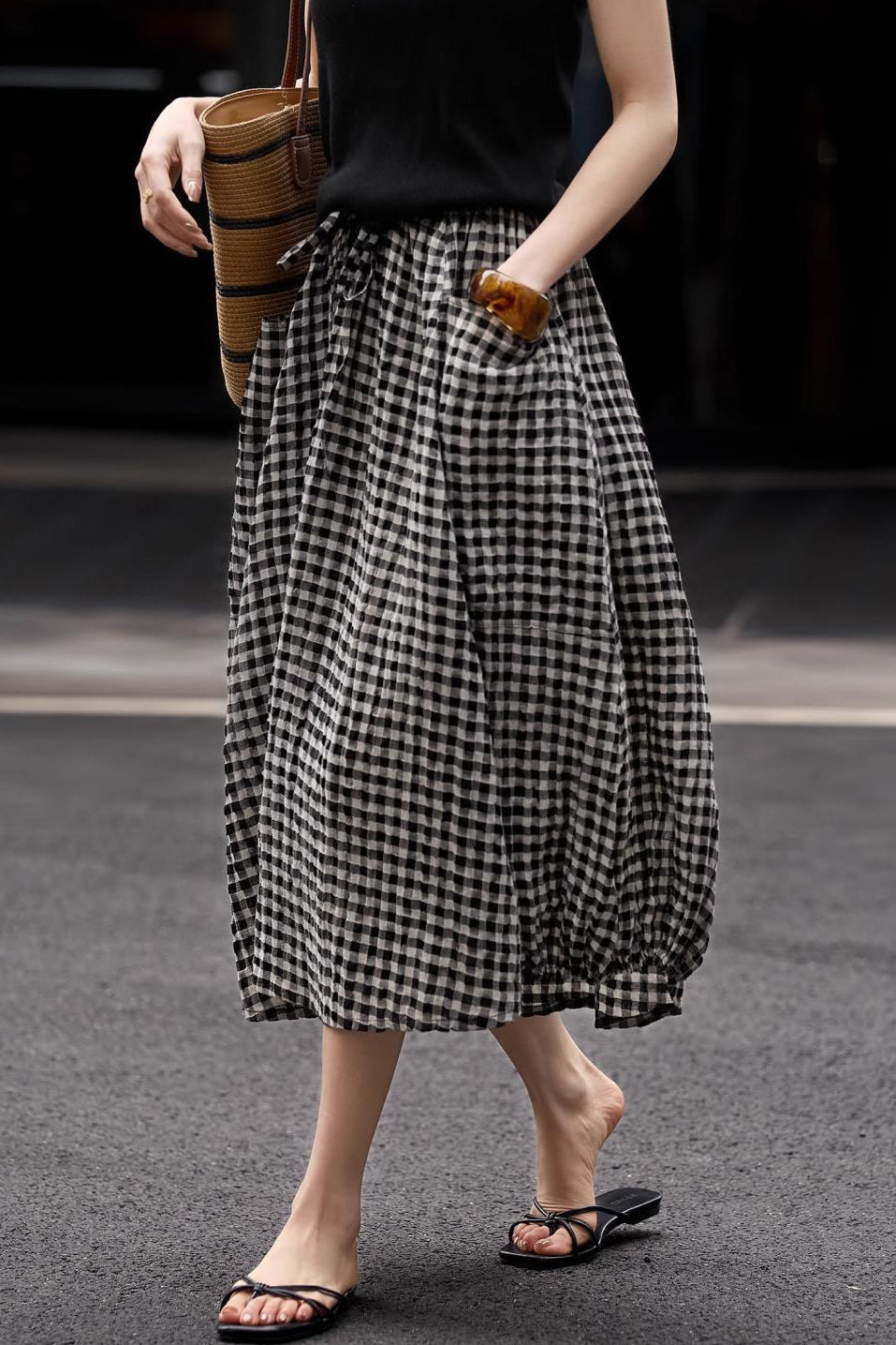 Casual Loose Elastic Waist Lantern Skirt - liwisi