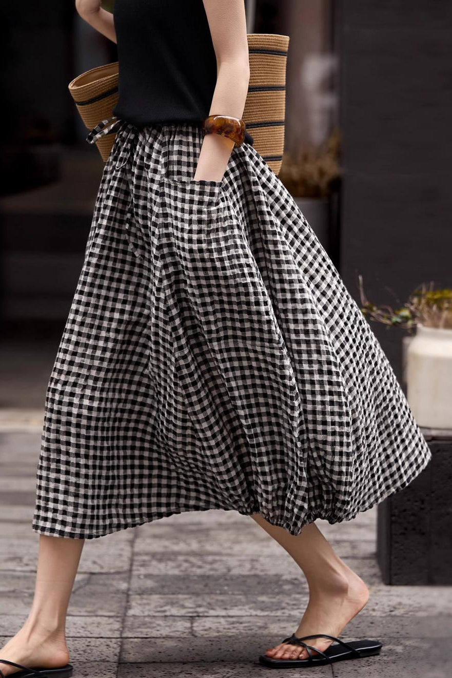 Casual Loose Elastic Waist Lantern Skirt - liwisi
