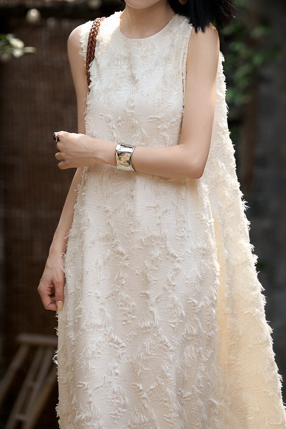 Elegant Textured Sleeveless Dress - liwisi