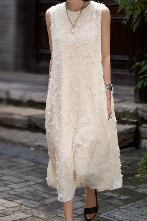 Elegant Textured Sleeveless Dress - liwisi