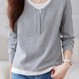 Early Autumn Casual Layered Long Sleeve T-shirt - liwisi