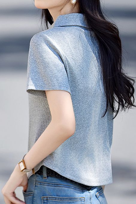 Casual polo collar embroidered T-shirt - liwisi