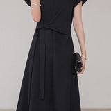 Casual tie-waist A-line dress - liwisi