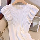 Versatile Cap Sleeve Puff Sleeve Knit Top - liwisi