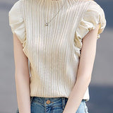 Versatile Cap Sleeve Puff Sleeve Knit Top - liwisi