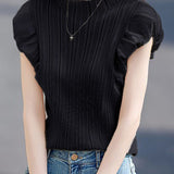 Versatile Cap Sleeve Puff Sleeve Knit Top - liwisi