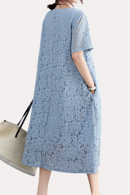 Versatile Loose-Fit Lace Dress - liwisi