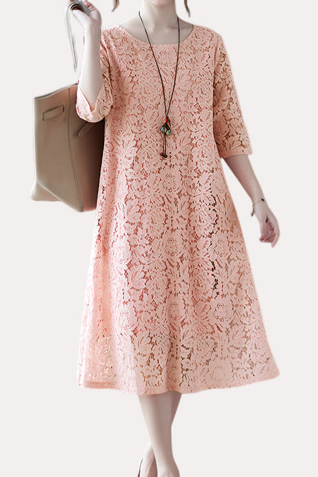 Versatile Loose-Fit Lace Dress - liwisi