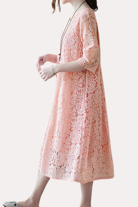 Versatile Loose-Fit Lace Dress - liwisi