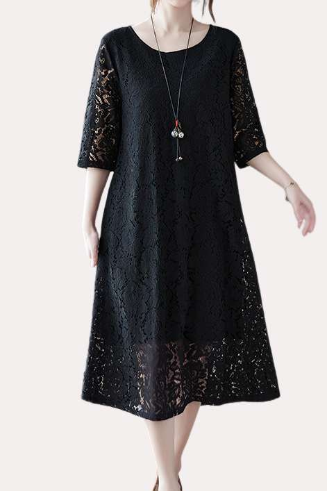 Versatile Loose-Fit Lace Dress - liwisi