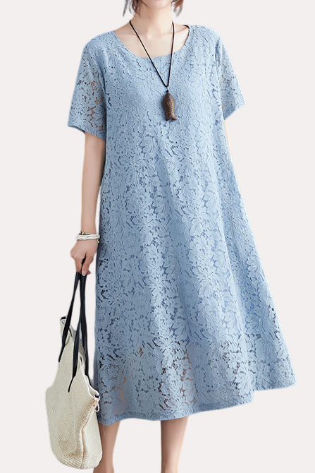 Versatile Loose-Fit Lace Dress - liwisi