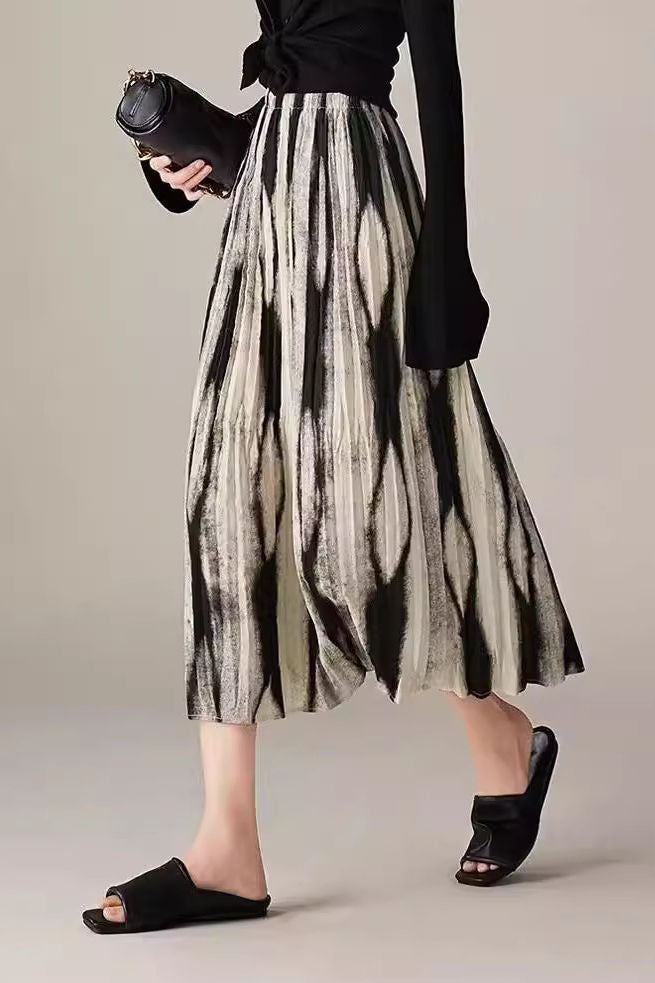 Casual Versatile Printed Midi Skirt - liwisi