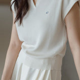 Collared Short Sleeve Knit Top - liwisi