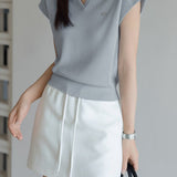 Collared Short Sleeve Knit Top - liwisi