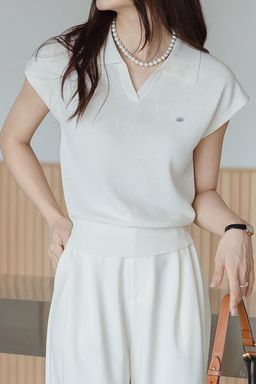 Collared Short Sleeve Knit Top - liwisi